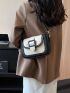 Two Tone Buckle Decor Flap Square Bag