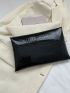 Metallic Crocodile Embossed Contrast Binding Envelope Bag