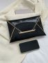 Metallic Crocodile Embossed Contrast Binding Envelope Bag