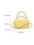 Letter Graphic Braided Detail Flap Square Bag