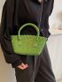 Stripped Pattern Bucket Bag Green PVC Double Handle For Summer, Clear Bag