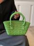 Stripped Pattern Bucket Bag Green PVC Double Handle For Summer, Clear Bag