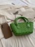 Stripped Pattern Bucket Bag Green PVC Double Handle For Summer, Clear Bag