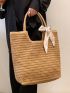 Twilly Scarf Decor Straw Bag