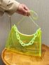 Clear Chain Decor Baguette Bag