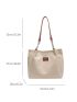 Heart Embossed Shoulder Tote Bag Fashionable Letter Patch Decor Chain PU