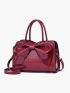 Crocodile Embossed Bow Decor Top Handle Bag