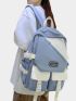 Letter Patch Decor Functional Backpack