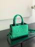 Mini Neon Green Satchel Crocodile Embossed Square Bag