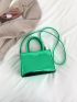 Mini Neon Green Satchel Crocodile Embossed Square Bag