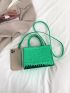 Mini Neon Green Satchel Crocodile Embossed Square Bag