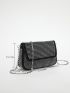 Studded Decor Flap Chain Square Bag