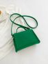Small Flap Square Bag Geometric Embossed Minimalist Green