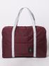 Letter Patch Duffel Bag Red Fashionable Foldable For Travel