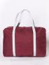 Letter Patch Duffel Bag Red Fashionable Foldable For Travel