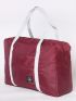 Letter Patch Duffel Bag Red Fashionable Foldable For Travel