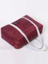 Letter Patch Duffel Bag Red Fashionable Foldable For Travel