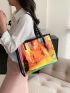 Holographic Shoulder Tote Bag With Inner Pouch, Clear Bag