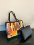 Holographic Shoulder Tote Bag With Inner Pouch, Clear Bag