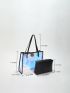 Holographic Shoulder Tote Bag With Inner Pouch, Clear Bag