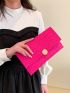 Neon Pink Geometric Embossed Flap Envelope Bag