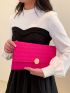 Neon Pink Geometric Embossed Flap Envelope Bag