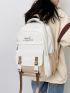 Letter Graphic Buckle Decor Functional Backpack