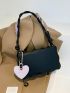 Letter Embossed Heart Decor Novelty Bag With Bag Charm