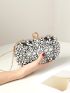 Mini Flower Graphic Rhinestone Decor Box Bag