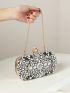 Mini Flower Graphic Rhinestone Decor Box Bag