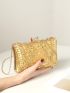 Mini Rhinestone Decor Chain Box Bag