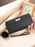 Geometric Pattern Long Wallet With Wristlet