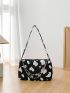 Mini Cow Pattern Chain Decor Square Bag