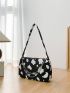 Mini Cow Pattern Chain Decor Square Bag