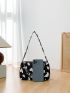 Mini Cow Pattern Chain Decor Square Bag