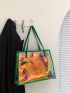 Holographic Shoulder Tote Bag With Inner Pouch, Clear Bag