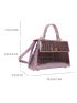 Mini Metallic Crocodile Embossed Twist Lock Flap Square Bag