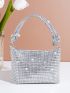 Mini Rhinestone Decor Square Bag