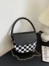 Mini Checkered Pattern Flap Chain Saddle Bag