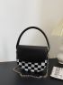 Mini Checkered Pattern Flap Chain Saddle Bag