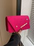 Neon Pink Snakeskin Embossed Metal Decor Flap Chain Square Bag