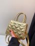 Mini Metallic Square Bag Heart Pattern Double Handle