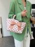 Checkered Pattern Bow Decor Shopper Bag