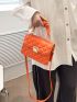 Neon Orange Quilted Pattern Ruched Detail Square Bag