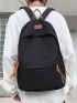 Nylon Black Backpack For Men And Women Large Capacity Student School Camping Bag Simple Hidden Zipper