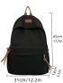 Nylon Black Backpack For Men And Women Large Capacity Student School Camping Bag Simple Hidden Zipper