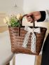 Bow Decor Straw Bag