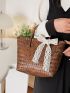 Bow Decor Straw Bag