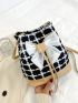 Plaid Pattern Bow Decor Bucket Bag