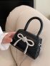 Mini Rhinestone & Bow Decor Flap Square Bag